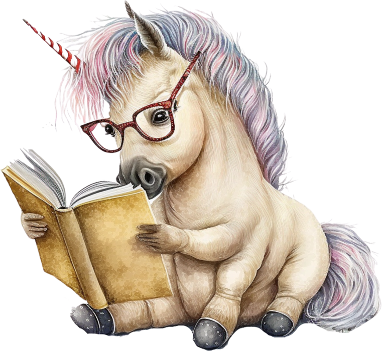Motivtransfer 2721 Einhorn liest ein Buch