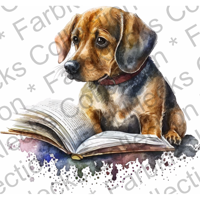 Motivtransfer 2723 Hund liest ein Buch