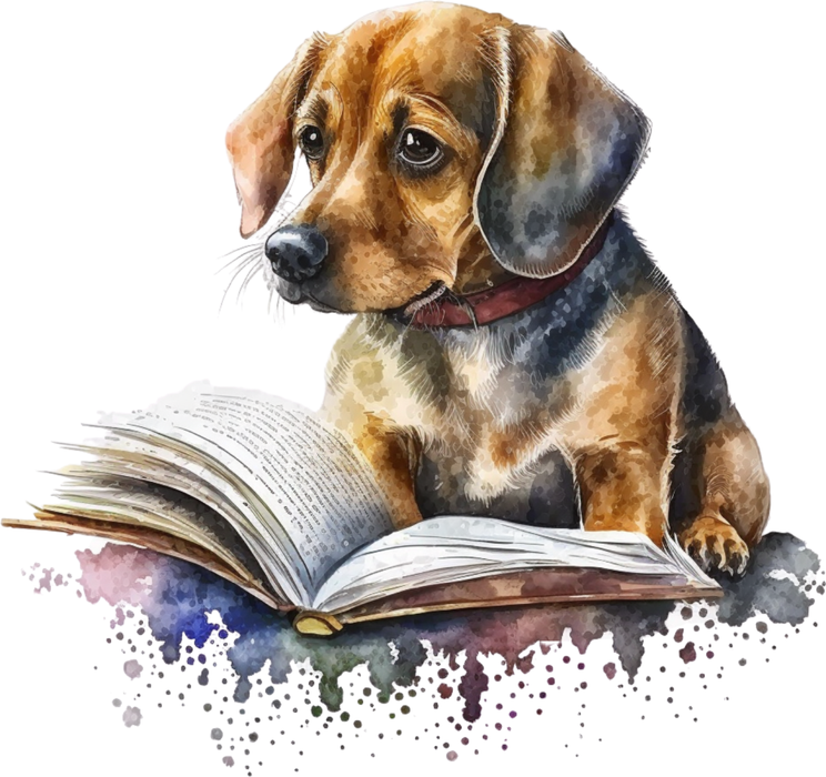 Motivtransfer 2723 Hund liest ein Buch