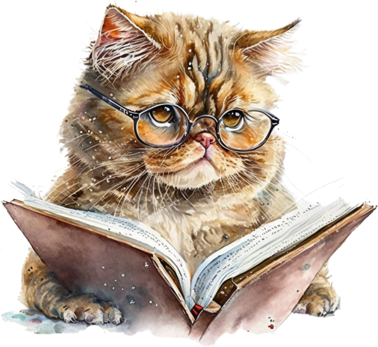 Motivtransfer 2724 Katze liest ein Buch