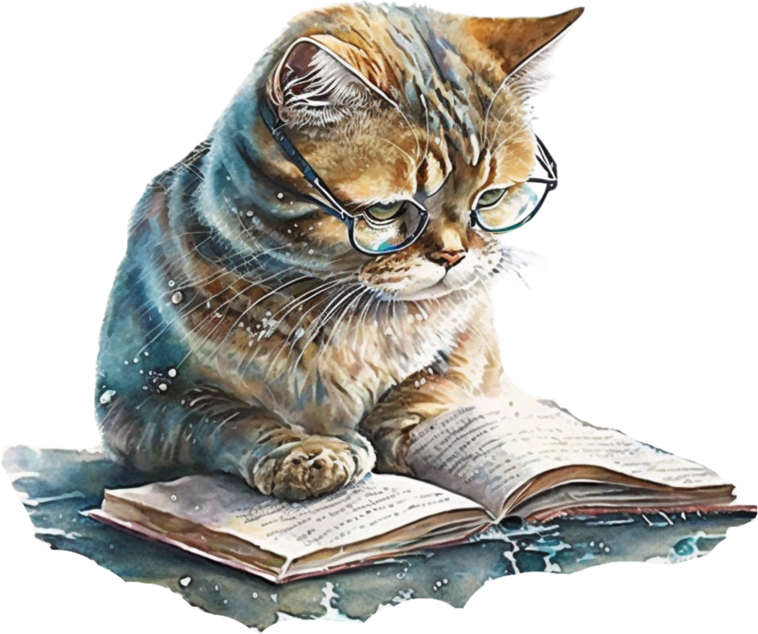 Motivtransfer 2725 Katze liest ein Buch