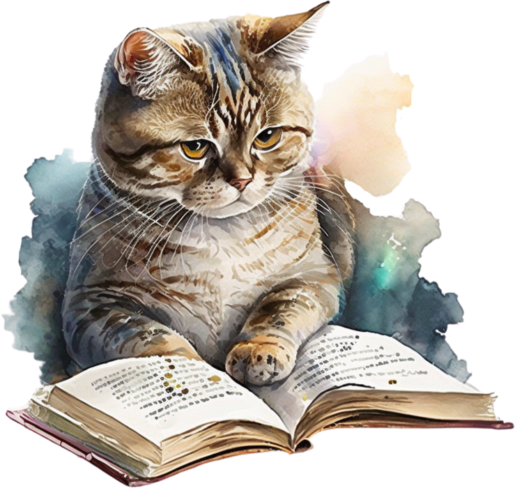 Motivtransfer 2726 Katze liest ein Buch