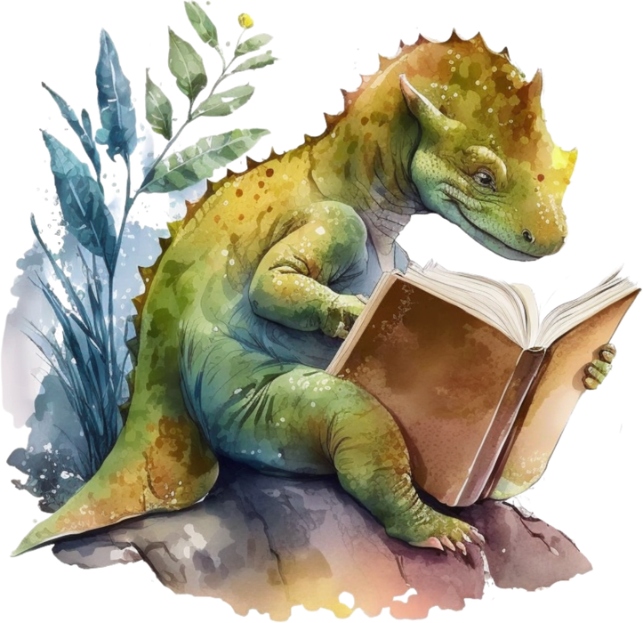 Motivtransfer 2727 Dino liest ein Buch