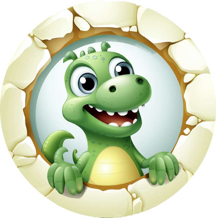 Motivtransfer 2729 Grüner Dino schaut durch die Wand