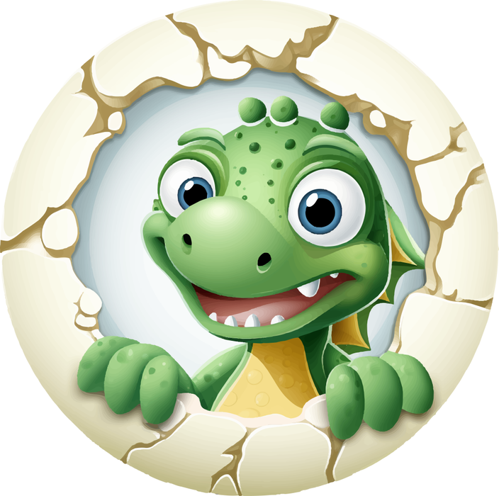 Motivtransfer 2730 Grüner Dino schaut durch die Wand