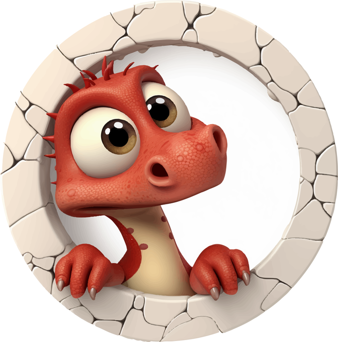 Motivtransfer 2739 Roter Dino schaut durch die Wand