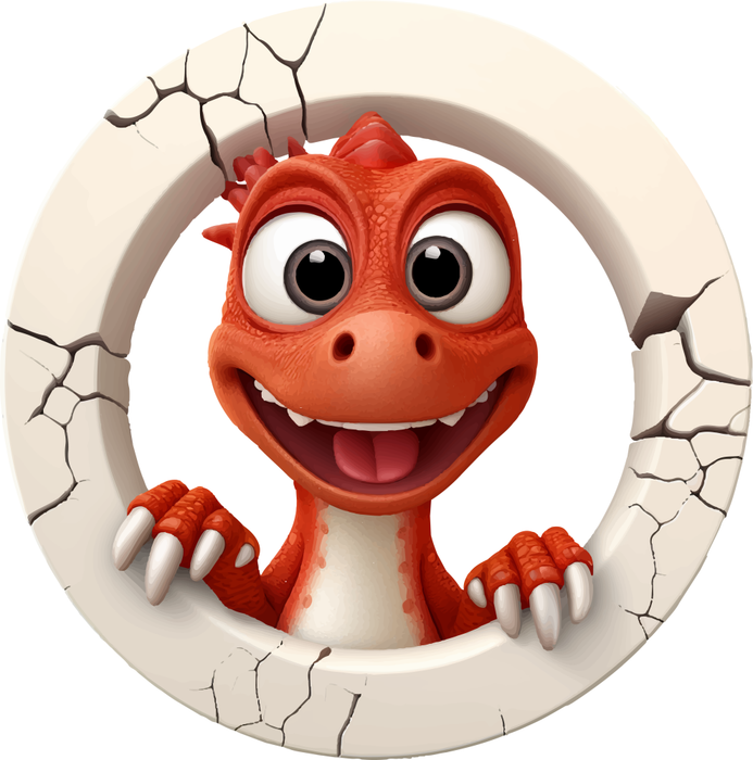 Motivtransfer 2742 Roter Dino schaut durch die Wand