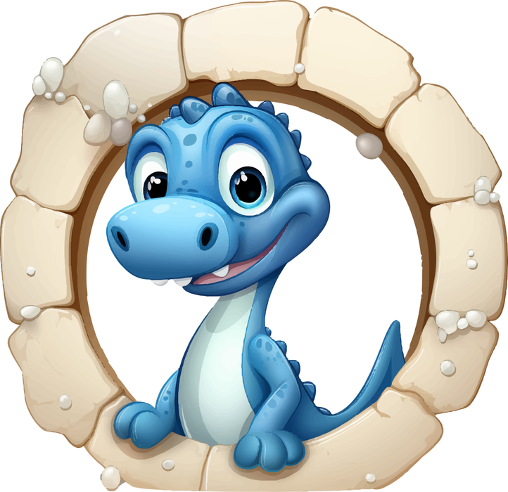 Motivtransfer 2749 Blauer Dino schaut durch die Wand