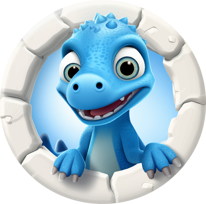 Motivtransfer 2752 Blauer Dino schaut durch die Wand