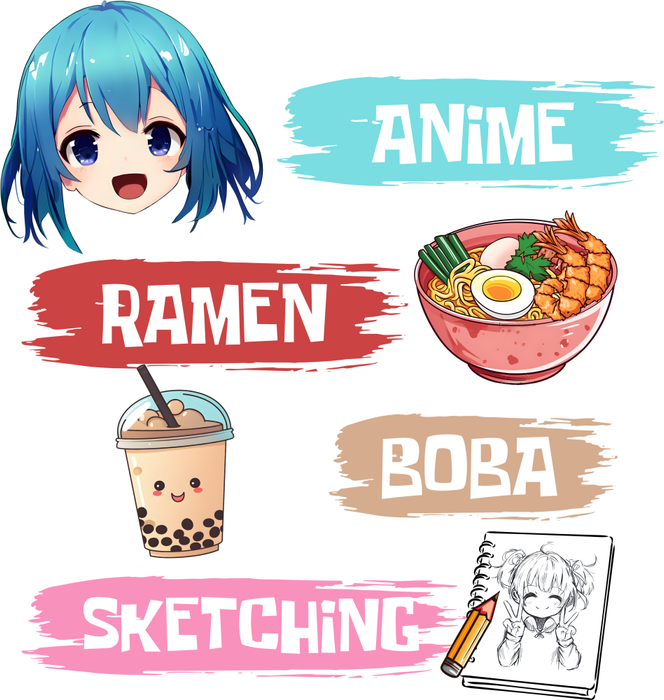 Motivtransfer 2772 Anime Ramen Boba Sketching