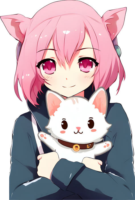 Motivtransfer 2773 Anime Girl with Cat
