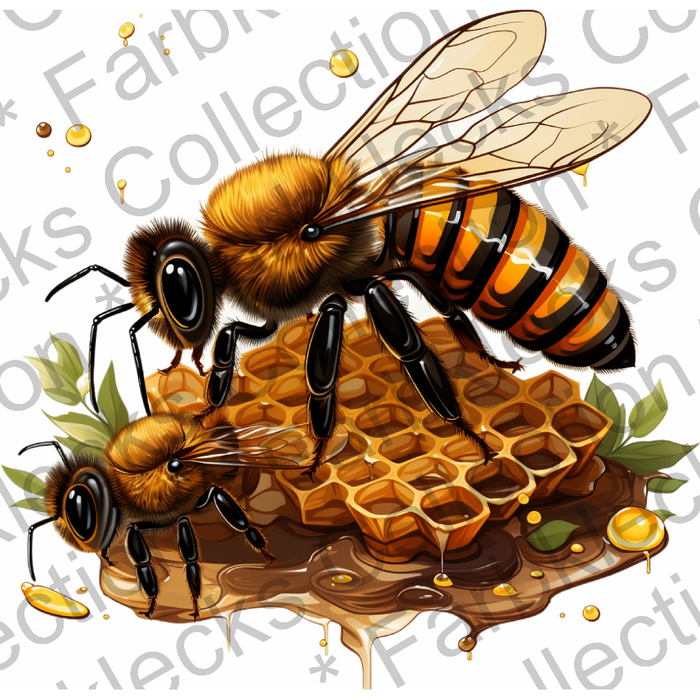 Motivtransfer 2806 Biene auf Honigwabe