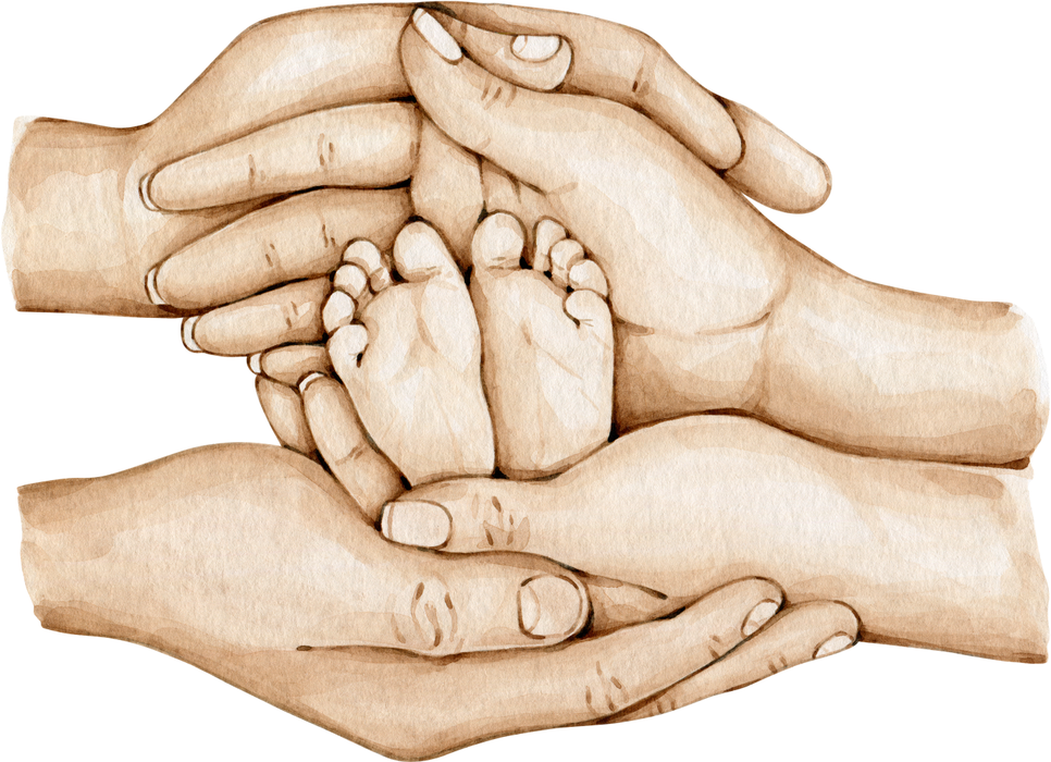 Motivtransfer 2811 Familie Hände mit Babyfüsschen