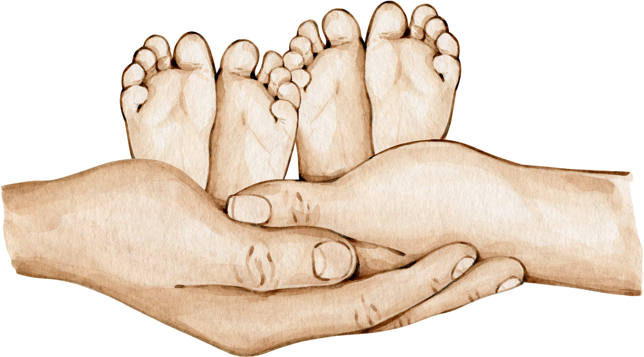Motivtransfer 2819 Familie Hände mit Zwillinges Babyfüsschen