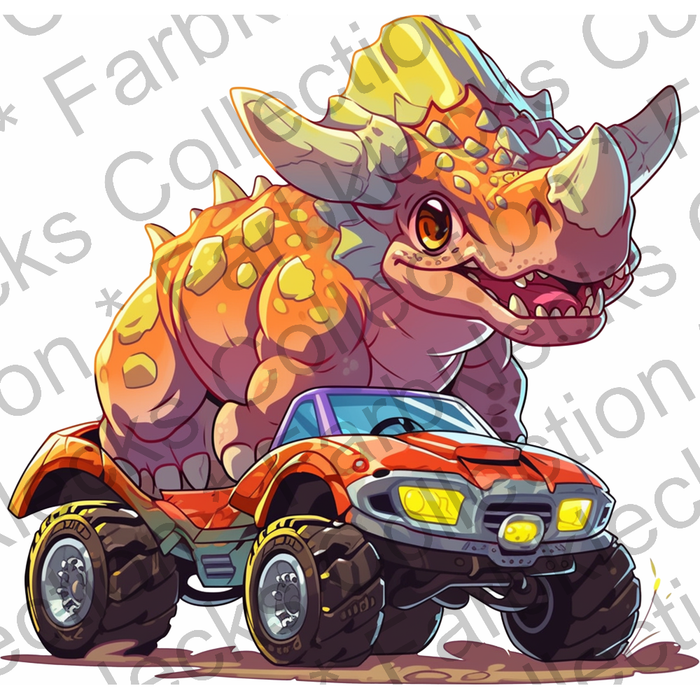 Motivtransfer 2825 Monstertruck mit Dino orange