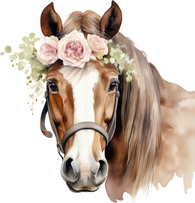 Motivtransfer 2883 Pferd mit Blumen im Haar