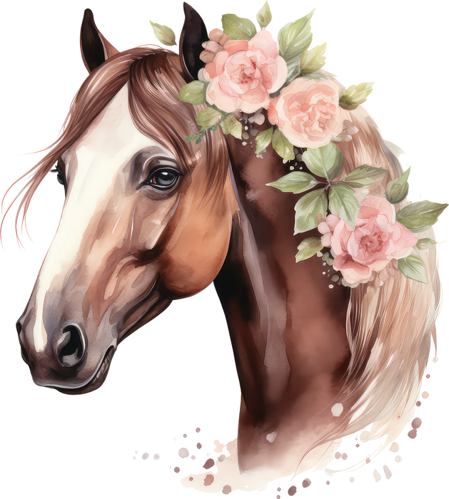 Motivtransfer 2884 Pferd mit Blumen im Haar
