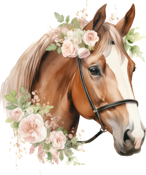 Motivtransfer 2885 Pferd mit Blumen im Haar