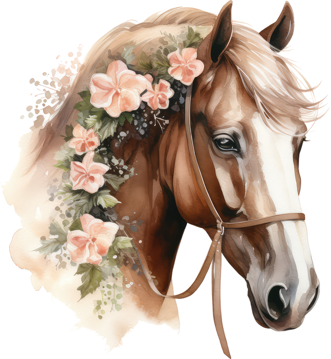 Motivtransfer 2886 Pferd mit Blumen im Haar