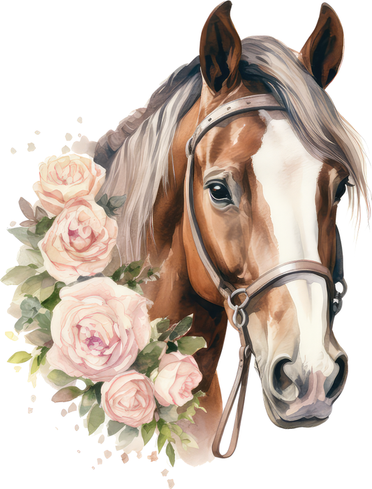 Motivtransfer 2887 Pferd mit Blumen im Haar
