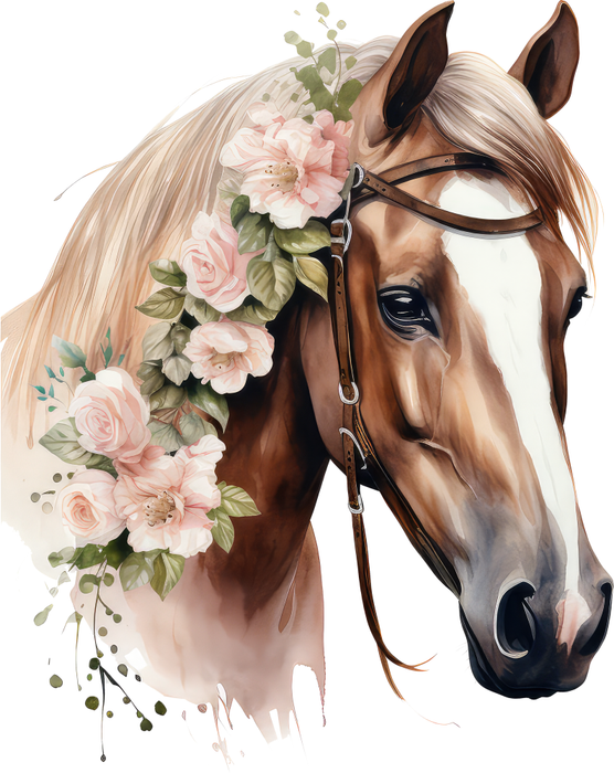 Motivtransfer 2888 Pferd mit Blumen im Haar