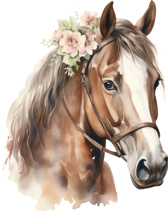 Motivtransfer 2889 Pferd mit Blumen im Haar