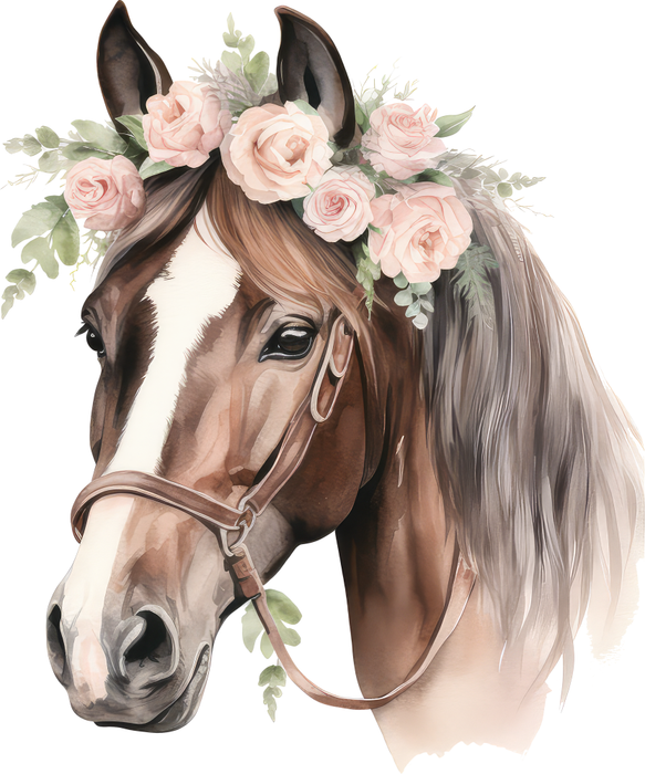 Motivtransfer 2890 Pferd mit Blumen im Haar