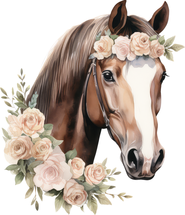 Motivtransfer 2891 Pferd mit Blumen im Haar