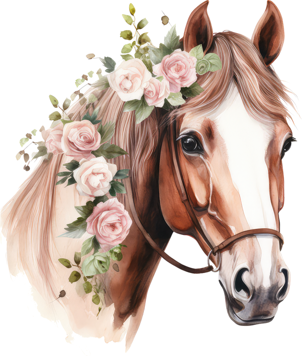 Motivtransfer 2892 Pferd mit Blumen im Haar