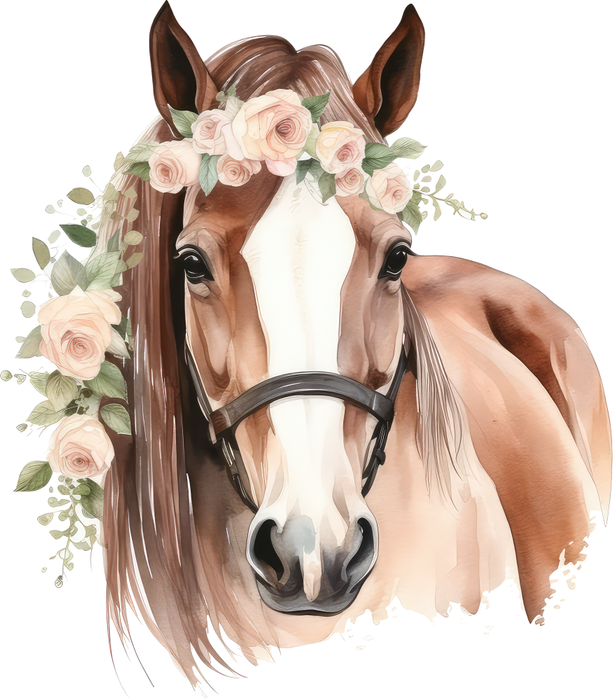 Motivtransfer 2893 Pferd mit Blumen im Haar
