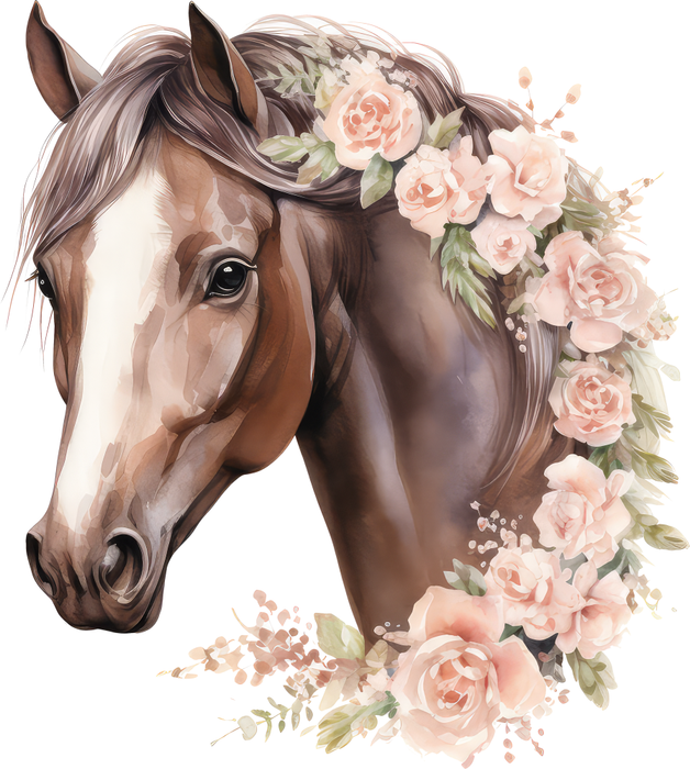 Motivtransfer 2894 Pferd mit Blumen im Haar