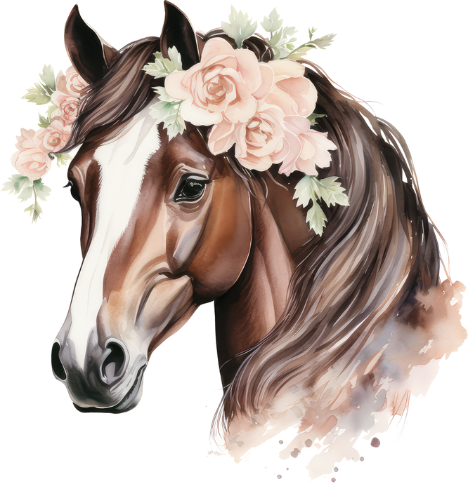Motivtransfer 2895 Pferd mit Blumen im Haar