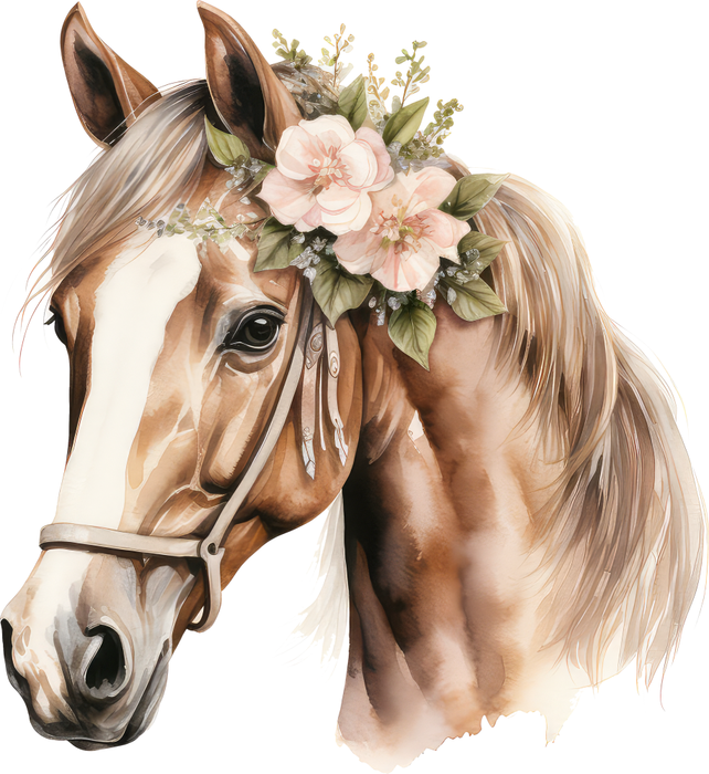 Motivtransfer 2897 Pferd mit Blumen im Haar