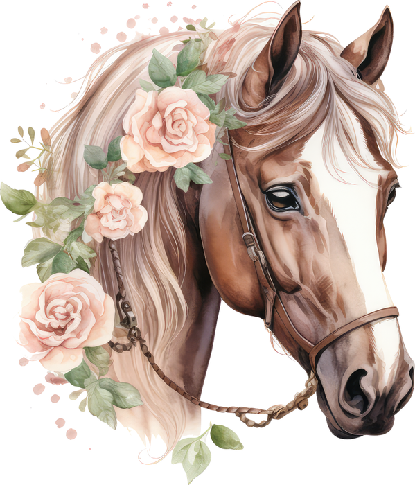 Motivtransfer 2898 Pferd mit Blumen im Haar