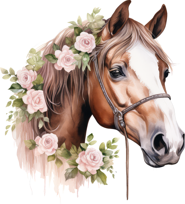 Motivtransfer 2899 Pferd mit Blumen im Haar