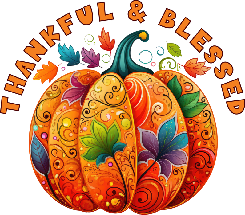 Motivtransfer 3046 Thankful and Blessed Kürbis