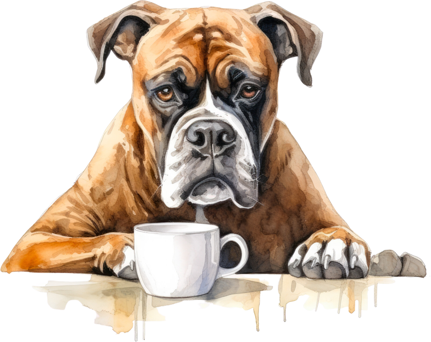 Motivtransfer 3070 Boxer mit Kaffeetasse