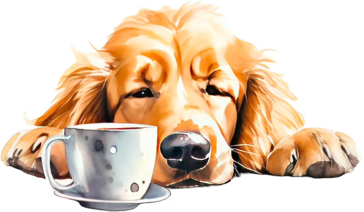 Motivtransfer 3089 Hund mit Kaffeetasse