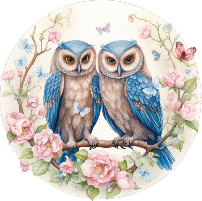 Motivtransfer 3152 Eulen mit Blumen