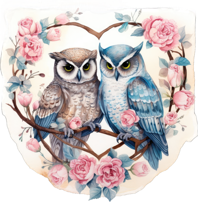 Motivtransfer 3154 Eulen mit Blumen