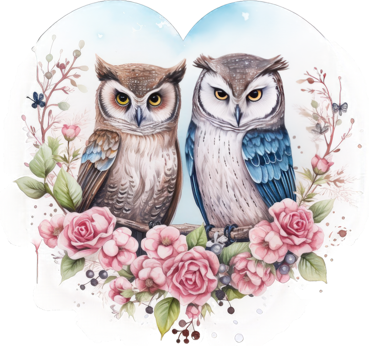 Motivtransfer 3158 Eulen mit Blumen