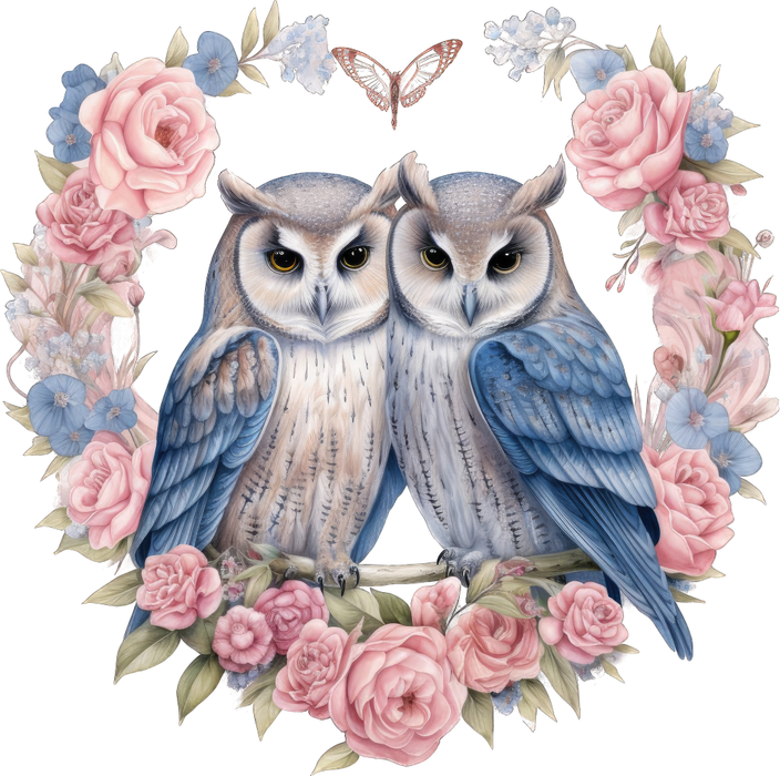 Motivtransfer 3161 Eulen mit Blumen