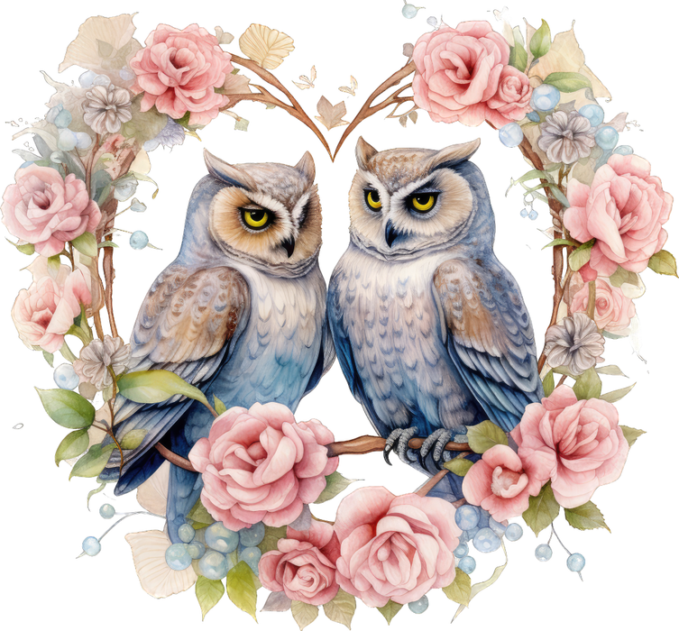 Motivtransfer 3162 Eulen mit Blumen