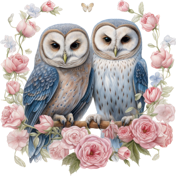 Motivtransfer 3165 Eulen mit Blumen