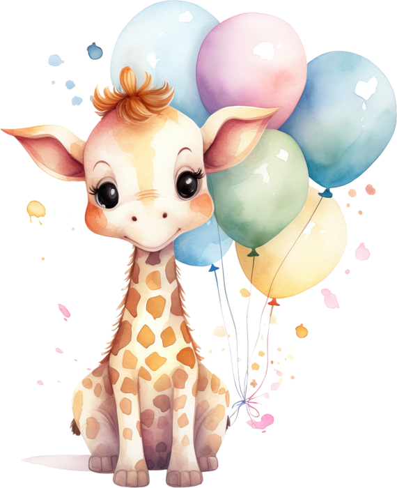 Motivtransfer 3210 Giraffe mit Ballons