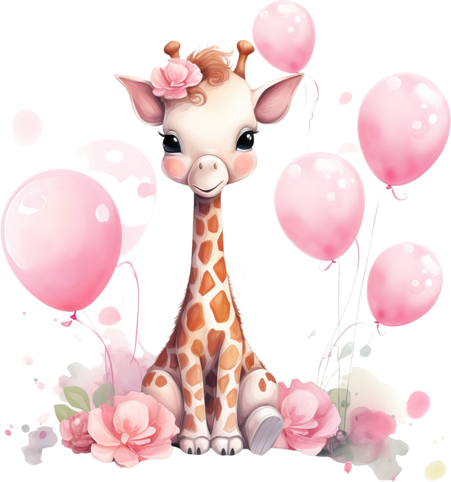 Motivtransfer 3211 Giraffe mit Ballons