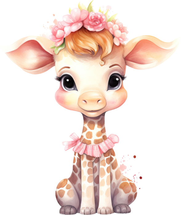 Motivtransfer 3217 Giraffe mit Blumenkranz im Haar