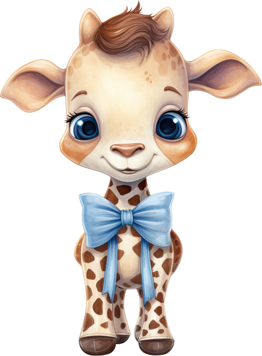 Motivtransfer 3220 Giraffe mit blauer Schleife