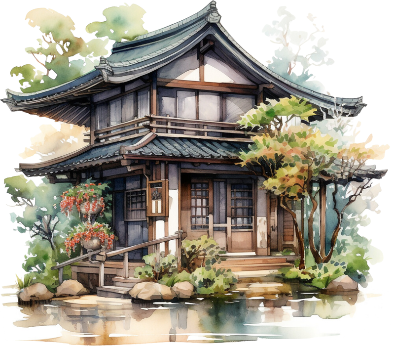 Motivtransfer 3229 Japanisches Haus am Wasser