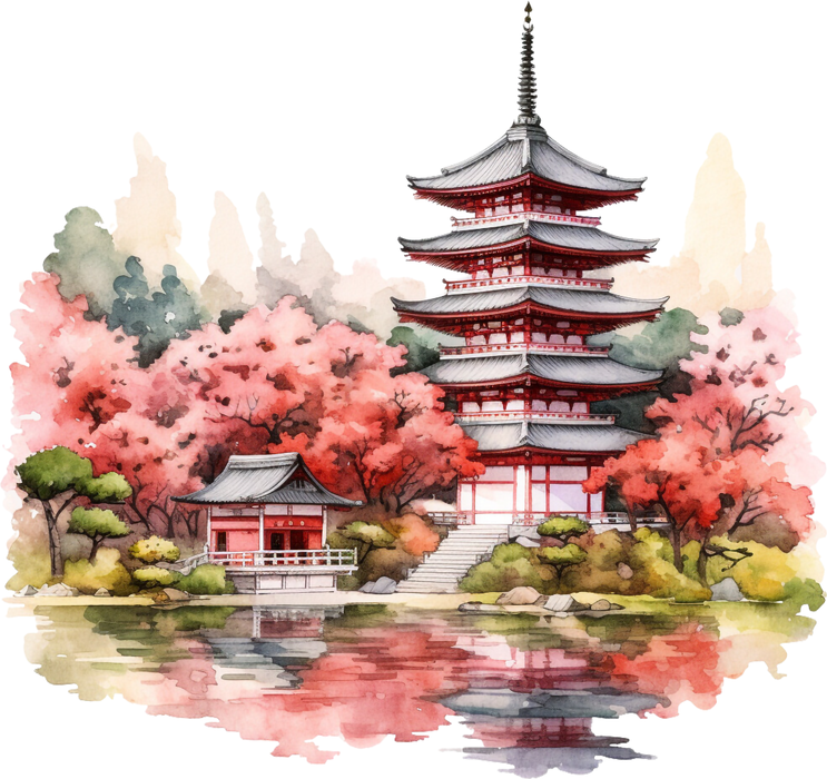 Motivtransfer 3235 Japanische Landschaft am Wasser